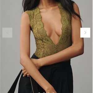 Anthropologie Cap-Sleeve Lace Bodysuit